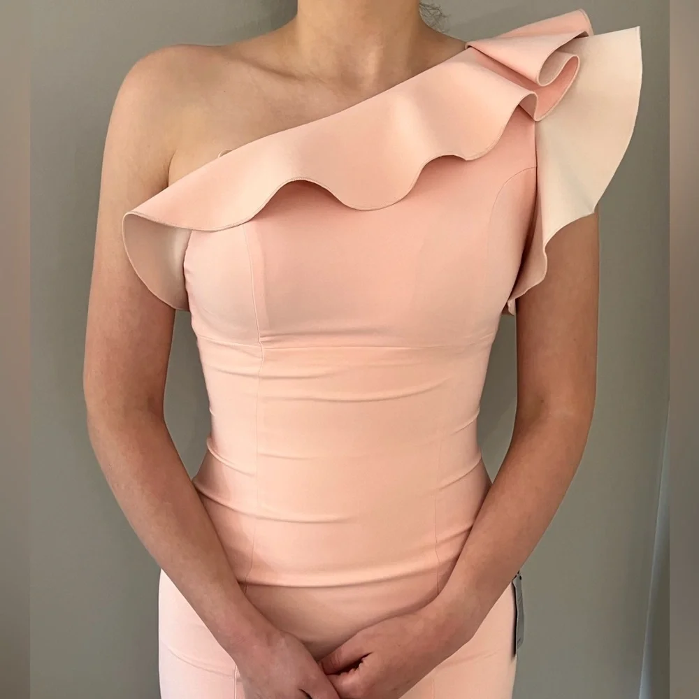 Elegant Pink Off-Shoulder Dress - Picture 5 of 7